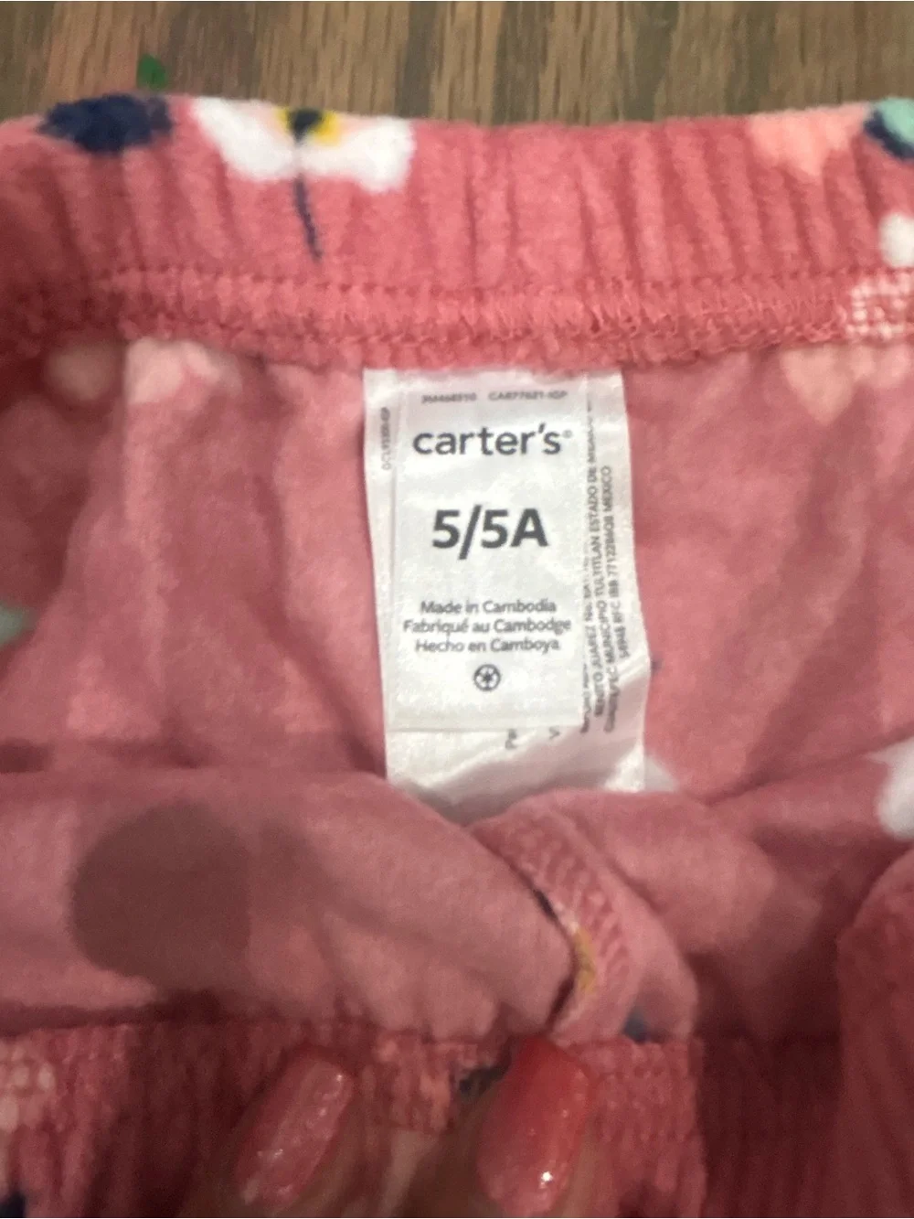 Carter’s Girls Size 5 Pink Floral Plush Fleece Pajama Pants Like New